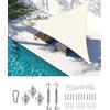 LOVE STORY Vela Ombreggiante 4x4x4m con Kit di Fissaggio Triangolare Beige Tenda da sole per esterno Ombreggiante Permeabile (HDPE) con Protezione 95% UV Per Esterno, Giardino, Terrazzo, Balcone