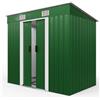 GARDEBRUK® Capanno da Giardino in Metallo 2m² con Fondamenta 200x125x185cm Porta Scorrevole Casetta per Attrezzi verde Capanna da Esterno 4m³