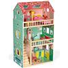 Janod - Casa Delle Bambole Happy Day (Legno), 3 Piani e 12 Accessori Inclusi, Giocattolo Di Imitazione, per Sviluppare L'Immaginazione - Da 3 Anni in su, J06580