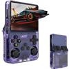 YXSPHM R36S - Console per videogiochi portatile retrò, display IPS da 3,5 pollici, scheda TF da 64 g, più di 10.000 giochi, console da gioco portatile retrò, con sistema Linux open source (viola)