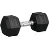 HOMCOM Manubrio da 12.5 kg Esagonale Singolo, Peso per Palestra con Impugnatura Zigrinata Antiscivolo, Nero