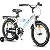 HILAND 16/18" Bicicletta per bambini e bambine dai 4 5 6 7 anni in su con portapacchi, freno a mano e Coaster Brake, bianco/nero