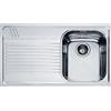 Franke Lavello Cucina 1 Vasca da Incasso con Gocciolatoio a Sinistra Larghezza 86 Cm materiale Acciaio Inox Serie Armonia colore Acciaio - 101.0022.376