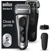 Braun Series 8 - Rasoio Elettrico Ricaricabile Trimmer 4 Testine colore Argento - 8517S