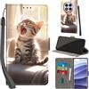 PHINIENLAND Cover per Xiaomi Redmi Note 14 Pro/Note 14 Pro Plus Case PU Pelle Custodia [Kickstand] [Chiusura magnetica] [Slot per Schede], Portafoglio Flip Custodia per Redmi Note 14 Pro,Gatto