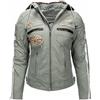 URBAN 5884 Urban Leather 58 LADIES | Giacca Moto Donna in Pelle con Protezioni Per Schiena, Spalle e Gomiti Omologate CE |Grigio| 2XL