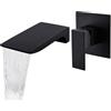 LIWEIKE Rubinetti Cascata Parete Rubinetto Vasca da Bagno Miscelatore Lavabo a Muro Nero In Ottone