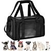 Treer Borsa per Trasporto Gatti Piccoli da Passeggio,Pieghevole Trasportino Cane per Gatto/Gatti/Cane/Cani Trasportino Morbido e Aereo Borsa per Animali Domestici Viaggio (S,Nero)
