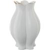 DRW Vaso da tavolo in ceramica con forma bianca con filo dorato 18x18x30cm