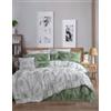 Nuit Des Rêves Ranforce - Set copripiumino singolo XL, 100% cotone, copripiumino 155 x 200 cm e federa 80 x 80 cm, bianco e verde, morbido, resistente, perfetto per camere da letto accoglienti