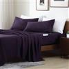Swift Home Smart Sheets, set di lenzuola ultra morbide in microfibra spazzolata, 4 pezzi, lenzuolo con angoli con tasche laterali, melanzana, queen size