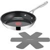 Tefal Jamie Oliver by H880S234 padella da 24 cm in acciaio inox, rivestimento antiaderente in ceramica + protezione padella, 24 cm