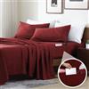 Swift Home Smart Sheets - Set di lenzuola ultra morbide in microfibra spazzolata, 3 pezzi, lenzuolo con angoli con tasche laterali, bordeaux, per letto matrimoniale XL