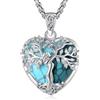 EUDORA Harmony Ball Cuore Albero Della Vita Collana Turchese per Donne Rame Placcato in Argento, Dea Materno Ciondolo a Ciondolo di Cristallo Gioielli di Meditazione Yoga per la Mamma, 20 +2