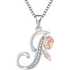 starchenie Collana Alfabeto con Rosa Ciondolo Zirconi Collana in Argento 925 da Donna