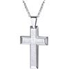 PROSTEEL Collana Crocifissa Uomo Cindolo Croce Grande con Verso Bibbia, Catena Singapore Regolabile, Gioiello Religioso Cristiano, Acciaio Inossidabile, con Confezione, Argento