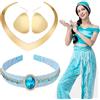 Aomig Accessori per capelli da Principessa Araba, 3PCS Arabian Princess Costume Accessori, con Orecchini Collana Fasce, Jasmine Princesa Cosplay Accessori Set, per Ragazze Halloween Carnevale Feste
