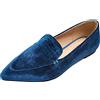 Feversole Women's Loafer Flat Pointed, Mocassini da Donna alla Moda con Punta Piatta e comode Scarpe da Ufficio da Guida Velvet Pavone 38 EU