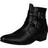 ANUFER Uomo Bello A Punta Stivaletti Tacco Occidentale Cerniera Laterale Cuoio Stivaletti Eleganti Nero SN079209 EU43