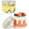 Musiwanna Overnight Oats - Bicchieri da 300 ml, 2 pezzi, per Overnight Oats con coperchio ermetico, piccoli barattoli rotondi in vetro per Meal Prep, Jogurt, cereali, porridge (coperchio bianco)