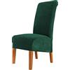 CMAKER Coprisedia in velluto elasticizzato per sedie da pranzo, grande, in elastan, con schienale alto, elastico, lavabile, rimovibile, XL, set di 6, verde scuro