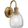 JIMUBEAM Lampada da parete a collo d'oca vintage con paralume in vetro a coste trasparente, applique da parete con luce da toeletta da bagno con motivo a foglia industriale