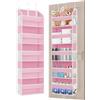 TAHAVICE Portaoggetti da Appendere con 5 Ripiani e 3 Ganci, Organizer da Appendere Salvaspazio, Mensole da Appendere per Porta per Camera da Letto, Bagno, Cucina, Furgone, Campeggio (rosa)