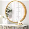 JJUUYOU Art_Deco, specchio da parete rotondo, oro, telaio in metallo, 30 cm x 30 cm, trucco, bagno, camera da letto, montaggio a parete