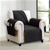 Homebliss Copripoltrona 1 Posto Impermeabile con Braccioli, Copripoltrona Antigraffio Gatto e Antimacchia, Copri Divano Reversibile, Nero