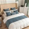 Morbuy Runner Letto Matrimoniale, Corridore Letto, Morbido Confortevole Sciarpa e Federa da Letto, Modern Alberghi Scarf Runner Decorazione (45x45 cm (Federa Jacquard),foschia Blu)
