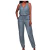Yekdmxop Tuta Intera Donna Elegante Tute Donna Eleganti Lunghe Denim Completo Donna Tuta Di Jeans Slim Fit Monopezzi Senza Maniche Vita Alta Cerimonia Playsuit Tailleur a Gamba Larga Cocktail Country Concert