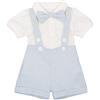 OBEEII Neonato Bambino 3 Pezzi Pagliaccetto a Maniche Corte + Cravatta a Farfalla + Salopette Pantaloncini Formale Gentleman Nozze Suit Battesimo Costume per Prima Infanzia 0-6 Mesi Azzurro