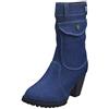 Homry Stivali da Neve Donna Scarpe Stivaletti Invernali Outdoor Stile Grande Tacco Alto in Denim a Tubo Medio (38,Blu Scuro)