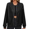 Generico Cappotto da Donna in Finta Pelle Scamosciata Giacca con Cappuccio Inverno Caldo Cappotto Foderato in Pile Cappotto Trench Donna Corto Leggero Bomber Nero Donna Corto