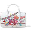 Braccialini Allround Borsa a mano media che raffigura gatti gioiosi tra festoni e leccornie che adornano più quadranti. Soggetti realizzati a ricamo e arricchiti da piccole applicazioni. Tracolla