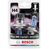 Bosch Lampadine Alogene H4 Plus 200 Gigalight, 12 V 60/55 W, con il 200% di Luce in più - Attacco P43t - Confezione da 2 Lampadine