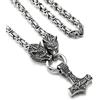 AFSTALR Wikinger Schmuck Herren Halskette Thors Hammer Halskette - Nordische Mythologie Mjolnir Wikinger Runen Hammer Edelstahl kette Viking Heschenke für Männer 50/60/70cm Silber/Schwarze/Gold