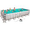 Bestway Piscina Fuori Terra con Telaio Portante Piscina Esterna da Giardino in PVC triplice strato Rettangolare 732x366x132h cm con Pompa a Sabbia da 5.678 Lt/h - 56475 Power Steel