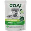 OASY 85 gr Oasy Alimento Completo Cibo Umido Bocconcini in Salsa Adult per Gatti Adulti Castrati o Sterilizzati con Tacchino in Busta Gluten Free