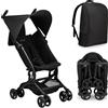 Momi GRACE - Passeggino Leggero Compatto Pieghevole a partire da 6 mesi 0-15 Kg con zaino per il trasporto da piegato, il passeggino pieghevole con cintura di sicurezza a 5 punti, cestino porta spesa colore nero