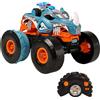 Hot Wheels Monster Trucks Macchina Telecomandata - Rhinomite Trasformabile in scala 1:12, si trasforma in un lanciatore, con truck Race Ace in scala 1:64 incluso, giocattolo per bambini 5+ anni, HPK27