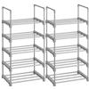 SONGMICS Scarpiera a 5 Ripiani, Set di 2, Scaffale Portascarpe in Metallo, Impilabile e Salvaspazio, Scaffale Portaoggetti, Ingresso Soggiorno Camera, Grigio LSA055G02