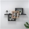 LBSIGN Mensola Sospesa 3 Vani A Cubo Design Moderno 120x22x80 Elena Rovere Antracite