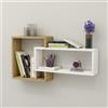 LBSIGN Mensola Sospesa 2 Vani A Cubo 87x15x44 Dante Bianco E Rovere Chiaro