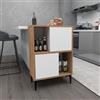LBSIGN Mobile Da Cucina Multiuso Dispensa 60x35x90 Nikla Rovere E Bianco