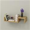 LBSIGN Mensola Sospesa Design A Onda 56x20x12 Moros Rovere Chiaro