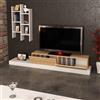 LBSIGN Mobile TV Da Terra 180 Cm 2 Ante E Pensili Laterali Malta Bianco E Rovere Chiaro
