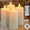 SoulBay Candele ricaricabili a pilastro elettriche LED senza fiamma, tremolanti con timer remoto, impermeabili, per esterni e lanterne, decorazione della casa