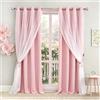 SOFJAGETQ Tende rosa a doppio strato, lunghezza 228 cm, tende oscuranti rosa con voile trasparente bianco, per camera da letto e soggiorno, tende rosa con blocco della luce, 132 x 228,6 cm