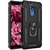 KOUYI Cover per LG K40, Custodia Antiurto Grado Militare 360° Girevole Regolabile Ring Armor Bumper TPU Case Magnetica Supporto Silicone Custodie Protettiva per LG K40 (Nero)